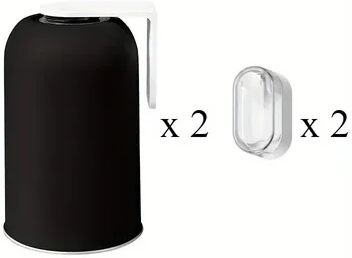 Quick Pick Pro Magnetic 304 Stainless Steel Mouthwash Cup, Non Perforated Toothbrush Holder Set, Toiletries Storage Box 2pcs Set Black 350ml
