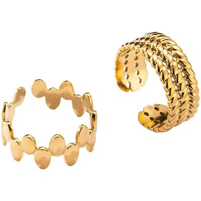 Ring-Set FIRETTI "Multipack Schmuck Geschenk Damenring", gold (gelbgoldfarben), Fingerringe, Damen, 5,3 g, Edelstahl, 8mm, Made in Germany