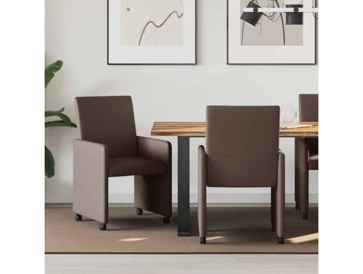 KGHFDVB Esszimmerstühle mit Rollen 2 STK. Kunstleder Braun Moderne Eleganz, klare Linien, pflegeleichte Kunstlederoberfläche, ergonomische Armlehnen, Schaumstoffpolsterung, einfache