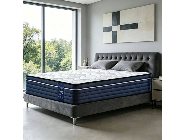 Matelas 140x190 cm Épaisseur 28cm Mémoire de Forme et Ressorts Ensachés Haute Densité Soulage Douleurs Dorsales Respirante
