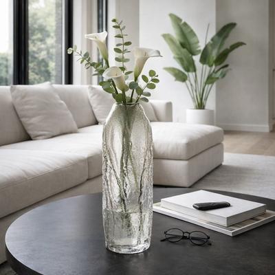 Sagebrook Home Modern Cylinder Textured Glass Vase - Clear & Frost