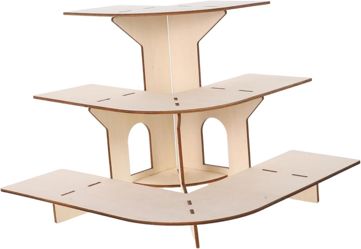 Houten Winkeldisplayrek Lichtgeel met Meerlagig Ontwerp B/D/H: 2970 x 2970 x 2180 cm