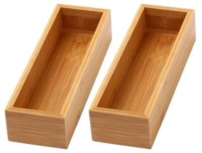 Ybm Home Inc. YBM Home Bamboo Kitchen Drawer Organizer Storage Box (Set of 2)