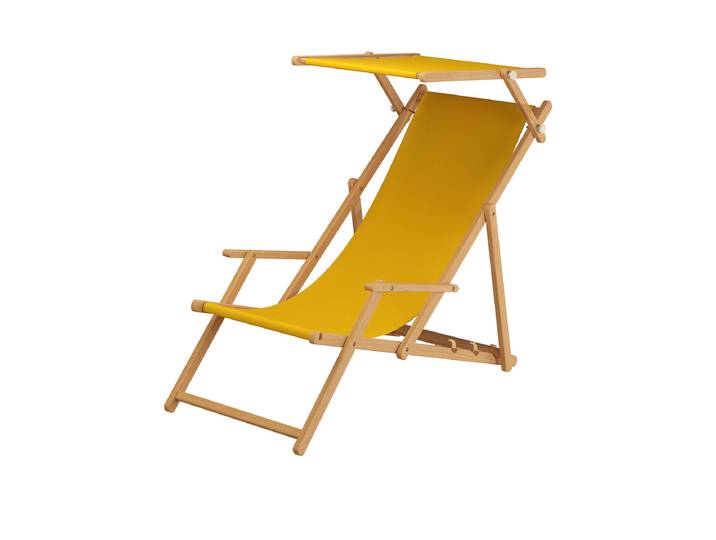 Heller Buchenholz-Liegestuhl Holzklappstuhl Stofffarbe Gelb
