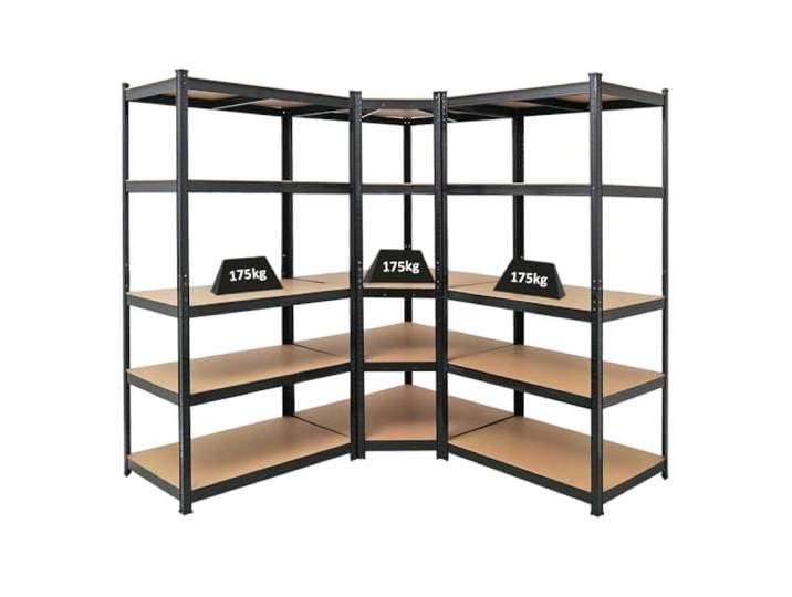 PROREGAL Mega Deal Eckregal Ragnar 1x: 180x90x60cm Taurus 2X: 180x90x60cm Schwarz Fachlast 175kg, Kellerregal, Steckregal, Garagenregal, Lagerregal