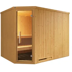 Weka Elementsauna Varberg 4 Familiensauna - 68 mm Ganzglastür 7,5 kW Bio-Kombiofen BioS inkl. Steuerunginkl. gratis Sauna-Set im Wert von 70,99 €
