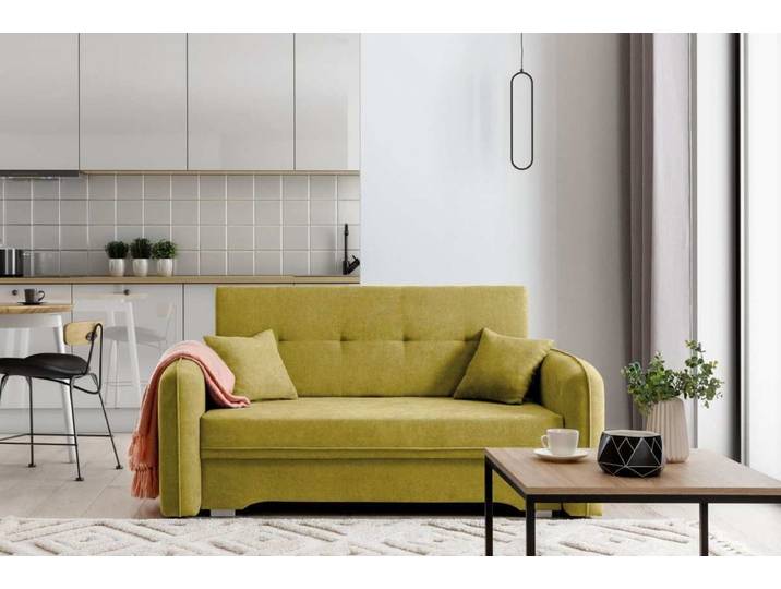 Designer Sofa Elayn mit Schlaffunktion - Senfgelb - Luxusbetten24
