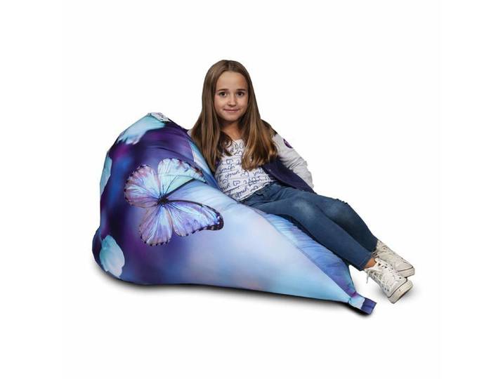 Pouf Fauteuil Moderne Oscar Intérieur/Extérieur en Polyester avec Poignée 90x90x110cm Dg52 Papillons 2 – Ecopuf