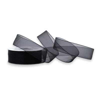Creativery 25mm Organzaband 25m Chiffonband Schleifenband Geschenkband Deko Stoffband Schwarz