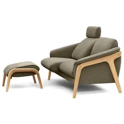 Segmüller Werkstätten Sofa mit Hocker Nido01 Stoff Braun 2-Sitzer