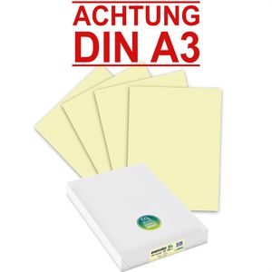 Clairefontaine Kopierpapier Evercolor 30005C, A3, Recycling, 80g/qm, hellgelb, 500 Blatt
