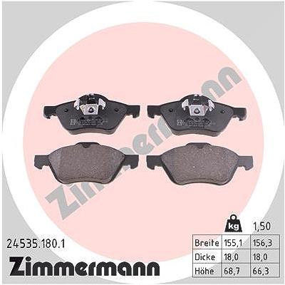 Zimmermann Bremsbelagsatz, Scheibenbremse [Hersteller-Nr. 24535.180.1] für Renault