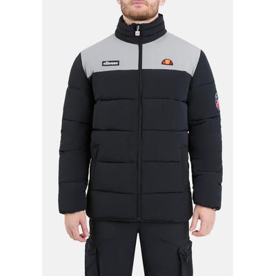 Outdoorjacke ELLESSE "NEBULA PADDED JACKET", Herren, Gr. M, schwarz-weiß (schwarz, taupe), Obermaterial: 100% Polyamid, normal, hoch geschlossener Ausschnitt, Bündchen, Jacken Outdoorjacke, mit Stehkragen, wärmende Wattierung