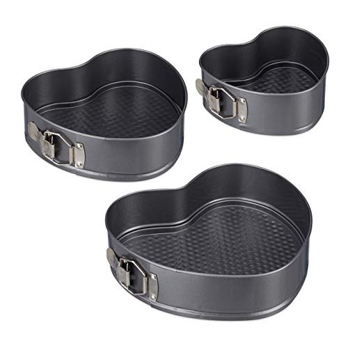Relaxdays Springvorm Hart Set van 3, Antikleef Carbonstaal, Antraciet
