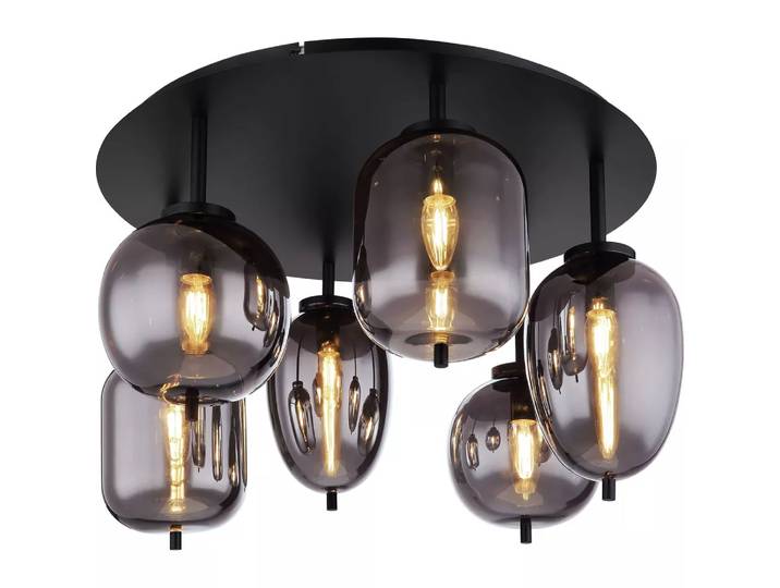 mutoni - Deckenleuchte Blacky Metall matt 6xE14, One Size, Schwarz