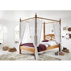 Himmelbett Sheesham 200x200x224  braun geölt NATURE BROWN #533
