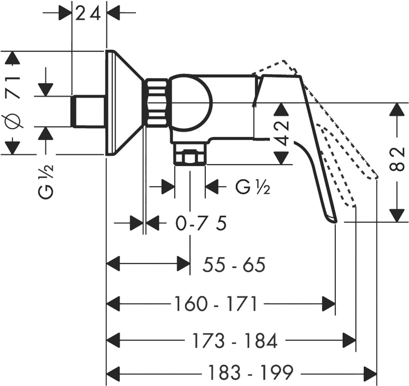 Mitigeur douche FOCUS avec cartouche C2 à 2 vitesses HANSGROHE 31968000