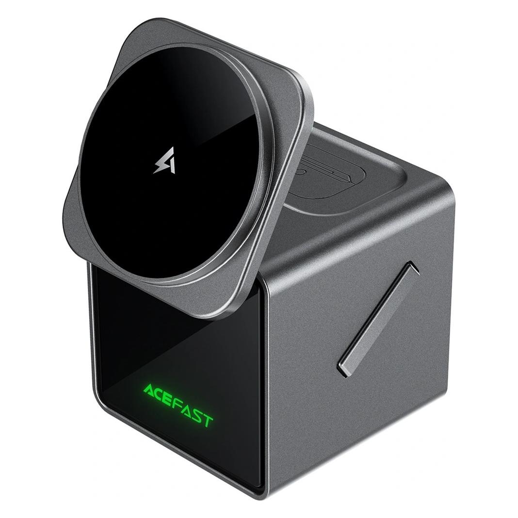 Acefast E34 šedá / Bezdrátová nabíječka / 3v1 / 22,5W / vestavěný kabel (22.50 W) (71705059)