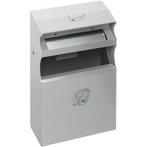 VAR Aschenbecher WH63, 45014, silber, für Outdoor, mit Dach, 2in1, Aschenbecher & Mülleimer aus Metall, 30 x 54cm, 15 Liter
