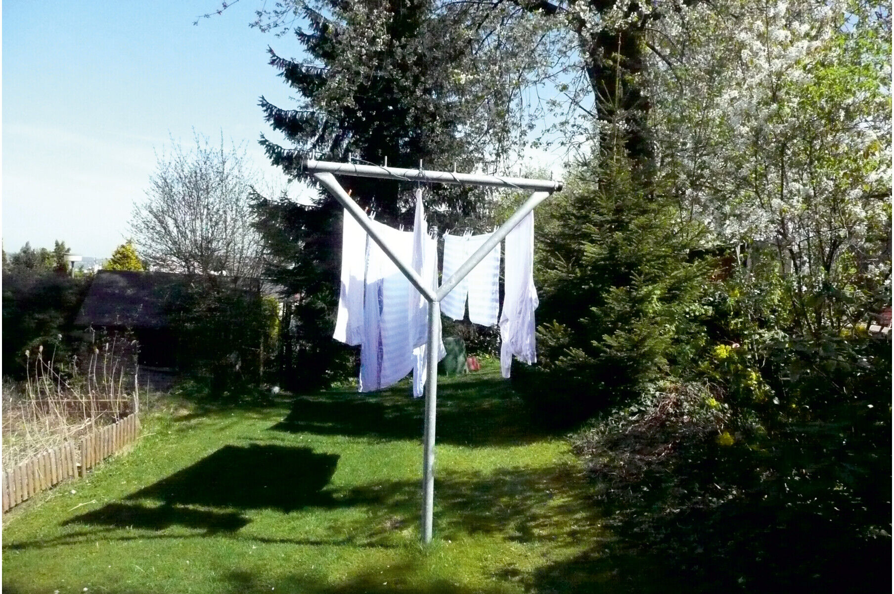 Schake Wäschetrockengerüst Ø60mm, Querstange 3,50m, 7 Haken einseitig, gebogen (419_4635)