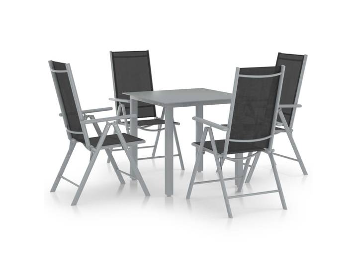 vidaXL 5-tlg. Garten-Essgruppe Aluminium Silbern und Schwarz