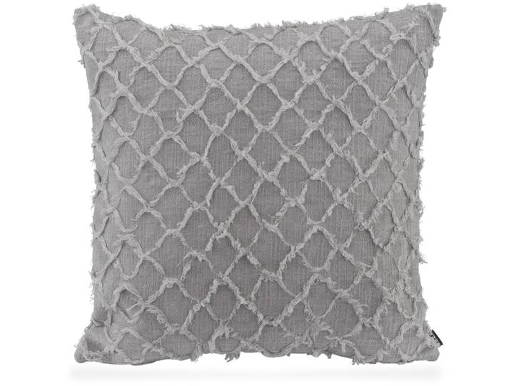 Dekokissen H.O.C.K. Nuvole , grau (grau, unifarben), B:60cm H:10cm L:60cm, Baumwolle, Polyester, Dekokissen_Sitzkissen_Kissenhüllen, Dekokissen, Sofakissen inkl. Füllung, mit Fransen, Boho-Style