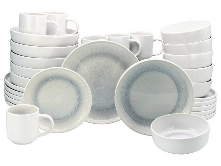 OTTO home Kombiservice modernes Geschirr-Set, Service Lykk (30-tlg), 6 Personen, Steinzeug, hohe Haltbarkeit, spülmaschinen- & mikrowellengeeignet, Reaktivglasur