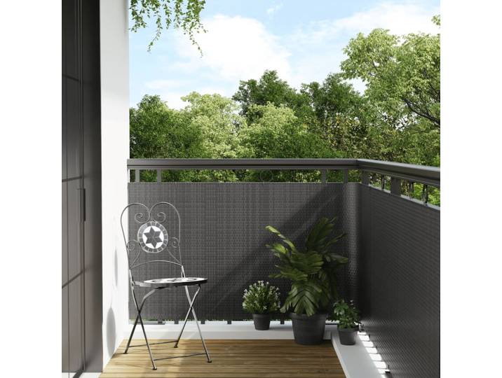 vidaXL Balkon-Sichtschutz Anthrazit 300x100 cm Poly Rattan