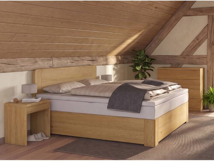 Eichenbett Hell „Niklas“ Boxspring 80 x 200 cm Massivholz Eiche Hell