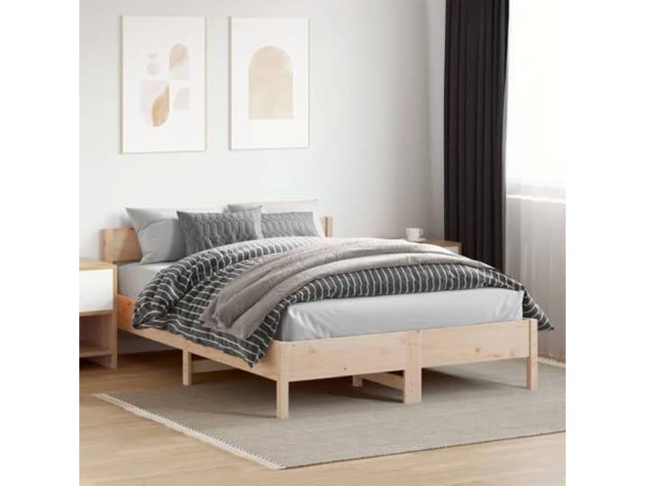 YNGBHFNOP Massives Kiefernholz Stabil Schlafzimmer 120x200 cm Braun Massivholzbett ohne Matratze 120x200 cm Kiefernholz Bettgestell mit Kopfteil Lattenrost stabil Schlafzimmer Naturholz
