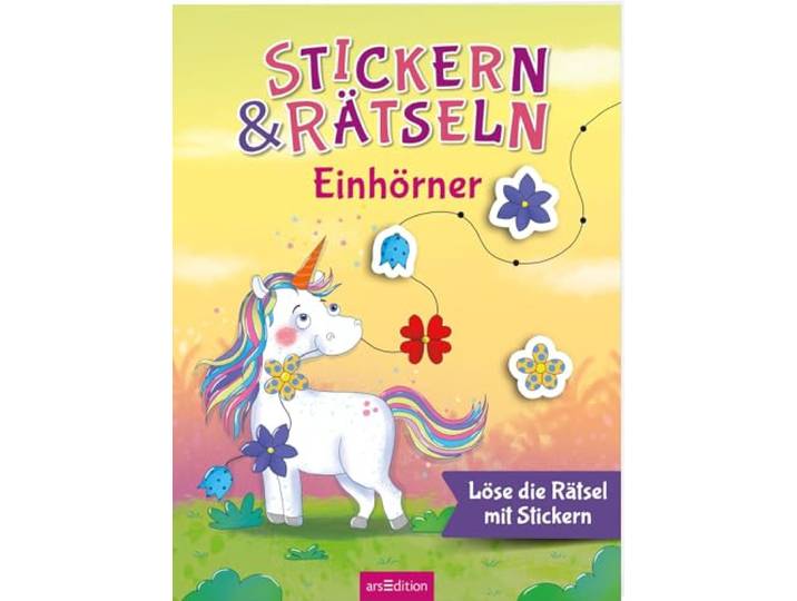 Stickern & Rätseln – Einhörner: Löse die Rätsel mit Stickern Tolle Kombination aus Kleben und Knobeln für Kinder ab 3 Jahren (Stickern & Rätseln ab 3)