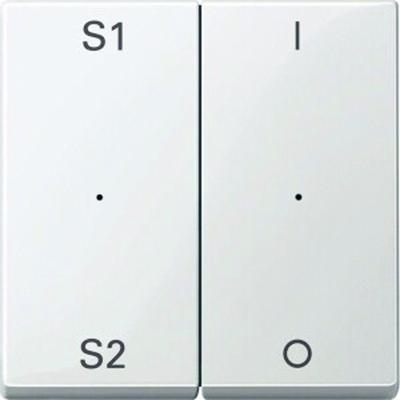 Merten System M Wippe zweiteilig, Schalter/Dimmer, polarweiß, glänzend, Kennzeichen 0/1, Kontrollfenster/Lichtauslass