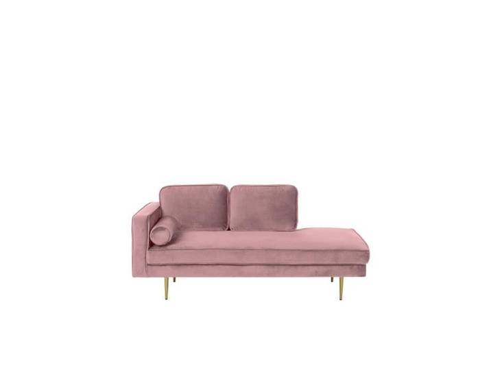 Chaise longue rose poudré - BELIANI - MIRAMAS - Velours - Contemporain - Côté gauche