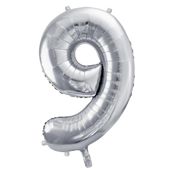 Partydeco Alu-Ball Ziffer "9" Silber (1x) (FB1M-9-018)