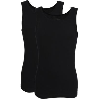 Tanktop TOM TAILOR "Montana", Herren, Gr. M, schwarz, Rippware, Obermaterial: 100% Baumwolle, unifarben, Basic, figurbetont hüftbedeckend, Rundhals, Tops Tanktop, Rundhalsausschnitt, slim fit, basic, elastisch, hüftbedeckend