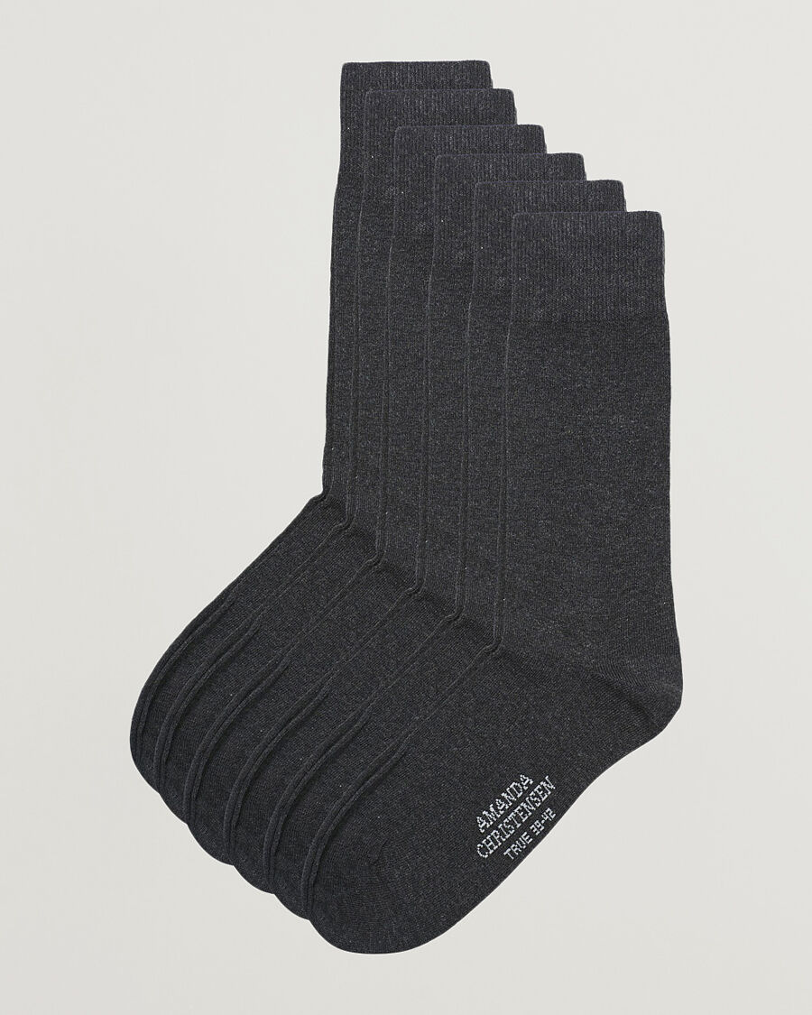 Amanda Christensen 6-Pack True Cotton Socks Antrachite Melange men One size Grå