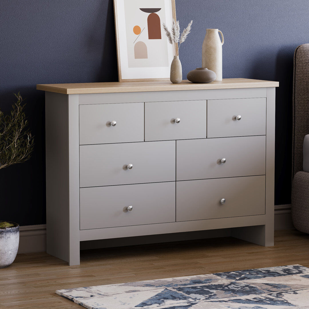 Fernleaf Morley 111.5 cm W Chest of 7 Drawers Grey 81cm H X 111.5cm W X 35cm D