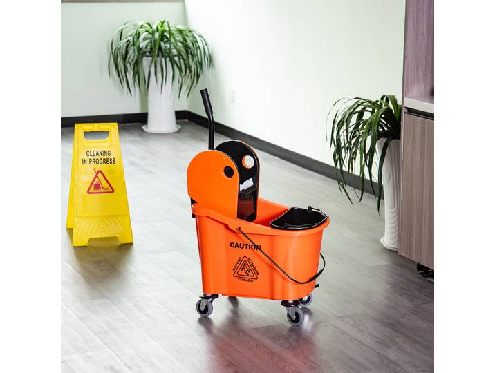 HOMCOM Chariot Nettoyage 36L Seau avec Presse Orange