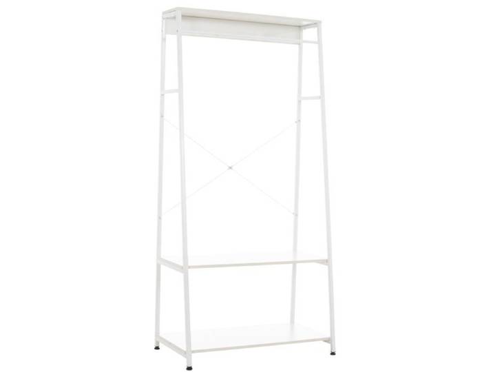 Meuble de rangement entree porte vêtements etagere penderie en bois blanc et metal blanc 10_0003598