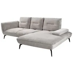 Ecksofa Payton Cord Hellgrau / Silver