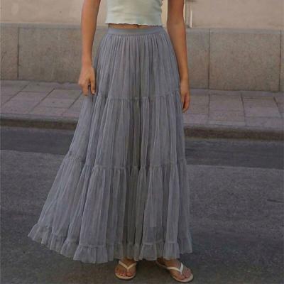 LightInthebox Women's Chiffon Skirt Elegant Maxi High Waist Skirts Black Yellow Sky Blue Dark Gray Summer