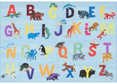 Eric Carle Elementary Pink Alphabet Machine Washable Kids Area Rug