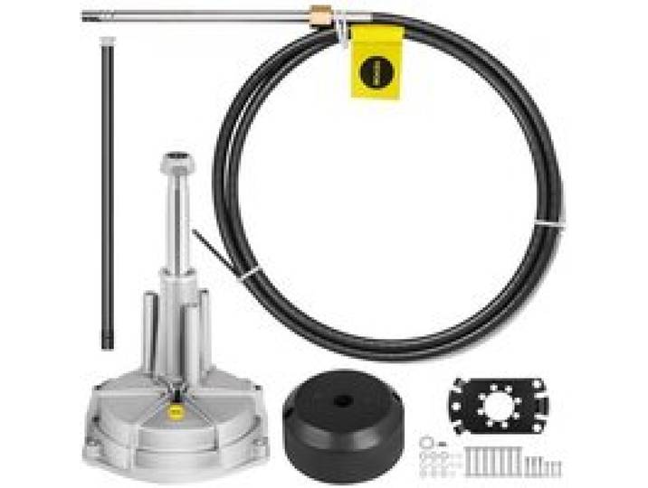 VEVOR Kit Direction Hydraulique Hors-bord avec Câble de Commande 4,27 m, Système de Direction Hydraulique Marin, Arbre de Direction 19 mm, Accessoires pour Yachts Bateaux de Pêche Véhicules Nautiques