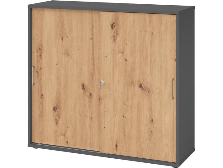 Aktenschrank Office graphit B 120 T 40 H 110 cm - Farbe: Graphit/Asteiche - Aktenschrank