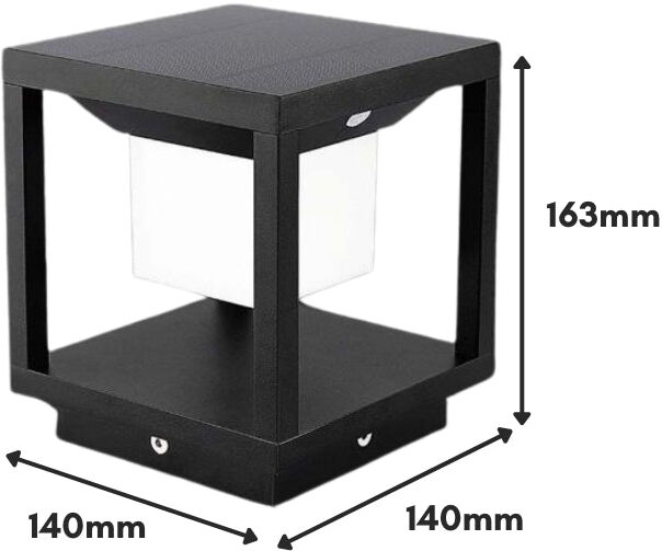 VTAC Balise Solaire Design Noire 2W IP65 Avec Détecteur de Mouvement - Blanc Chaud 2300K - 3500K