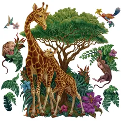 WANDAUFKLEBER 80x119cm - Wildtiere Vegetation
