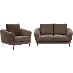 SOFA-SET 3-Sitzer Chenillegewebe Dunkelbraun Kjaer