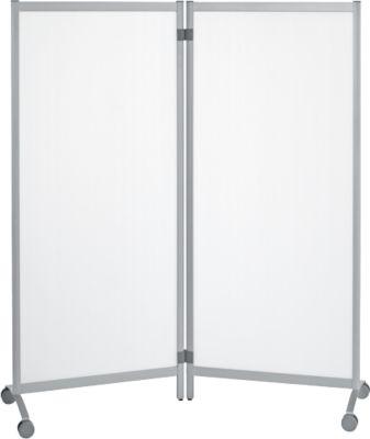 Mobile Trennwand, desinfektionsmittelbeständig, 2 Elemente, semitransparent