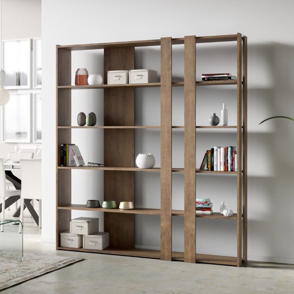 Itamoby Bibliothèque effet bois noyer Marron 36x204x178cm