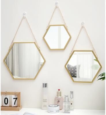 Smart Shopping Spot Hexagon Shape Decorative Mirror For Wall Elegant Hanging Bathroom & Bedroom Cosmetic Mirror m